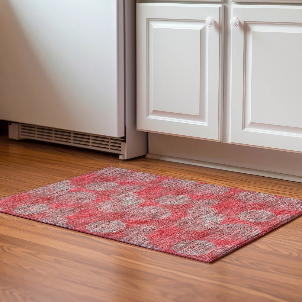 Premium Machine Washable Mayfield AMF977 Red 1'8" x 2'6" Rug. Picture 5