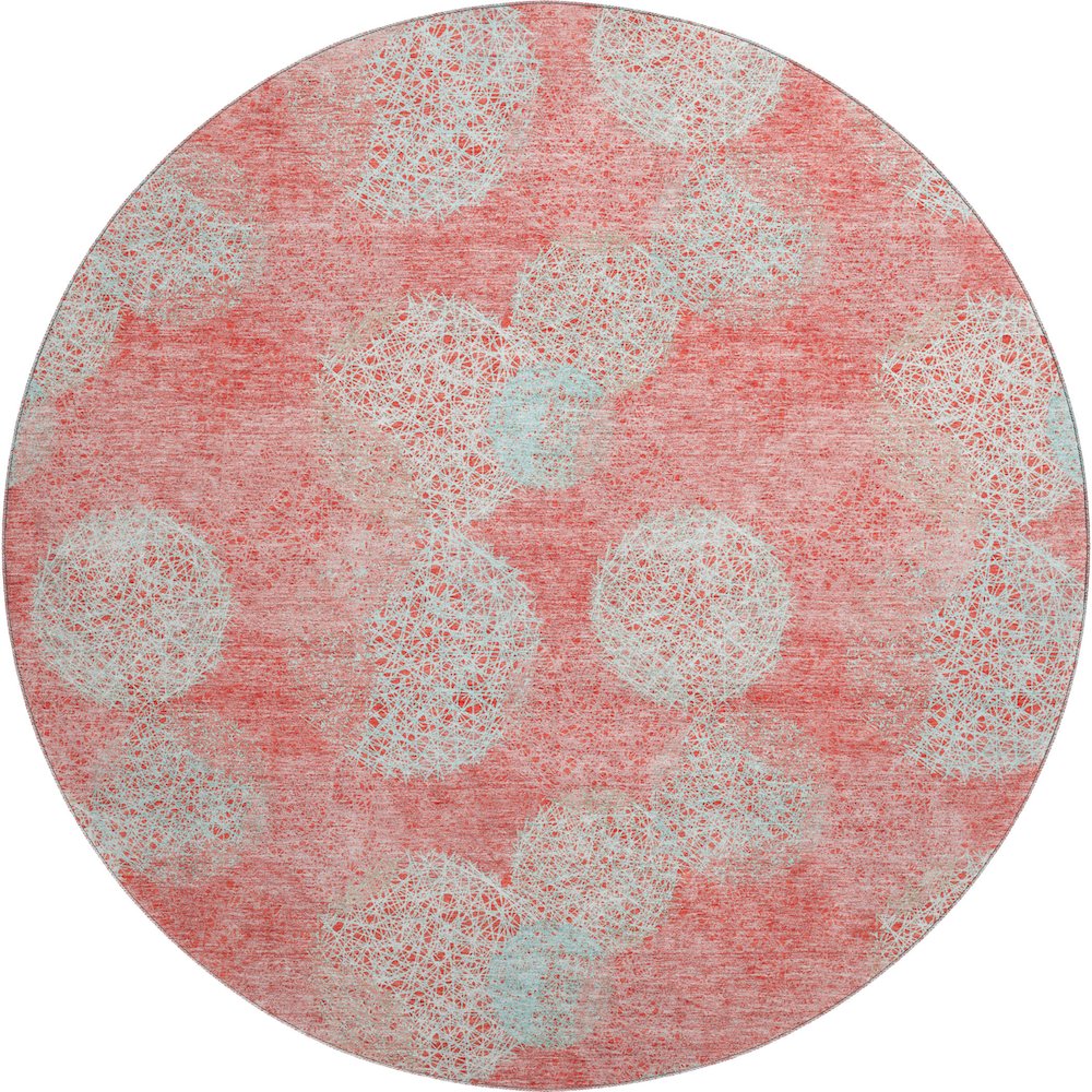 Premium Machine Washable Mayfield AMF977 Salmon 8' x 8' Round Rug. Picture 1