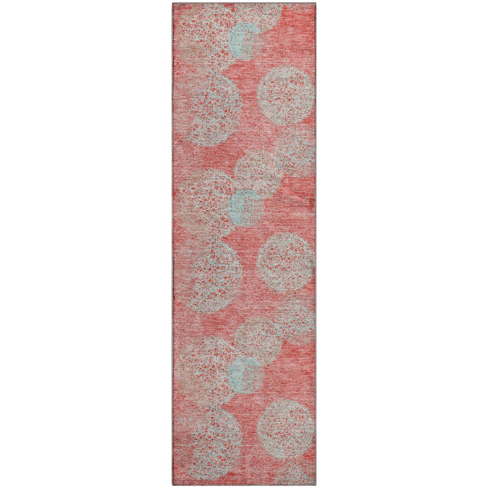 Premium Machine Washable Mayfield AMF977 Salmon 2'3" x 7'6" Runner Rug. Picture 1