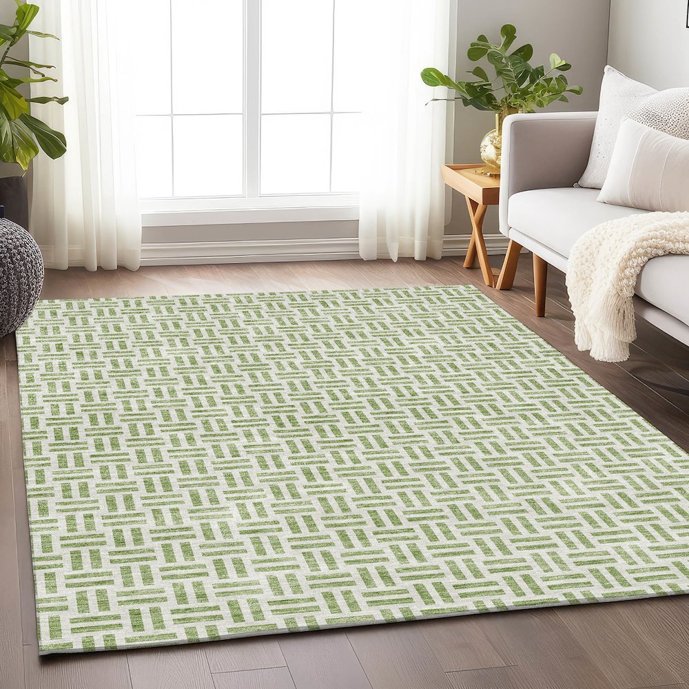 Premium Machine Washable Mayfield AMF978 Aloe 2'6" x 3'10" Rug. Picture 5