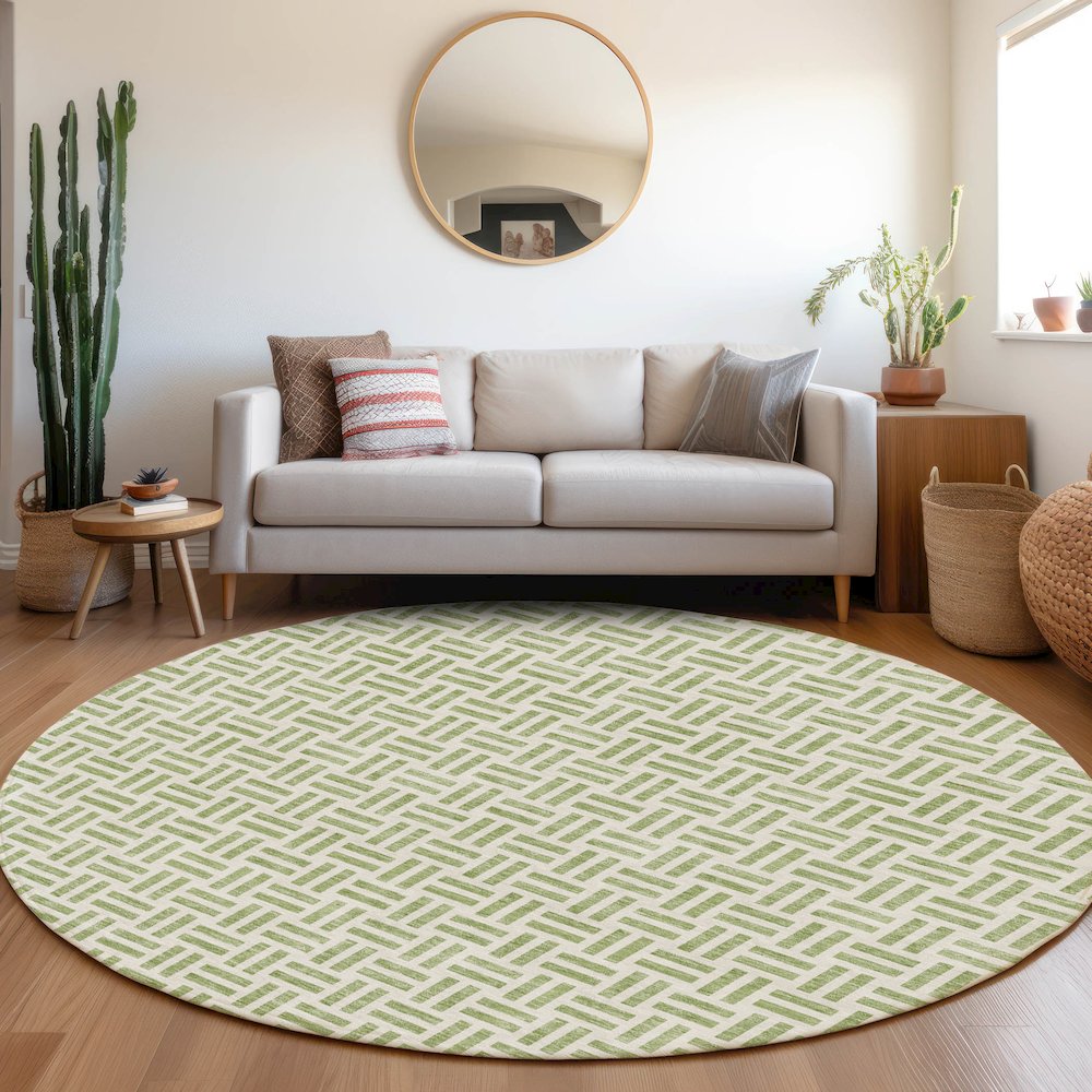 Premium Machine Washable Mayfield AMF978 Aloe 8' x 8' Round Rug. Picture 5