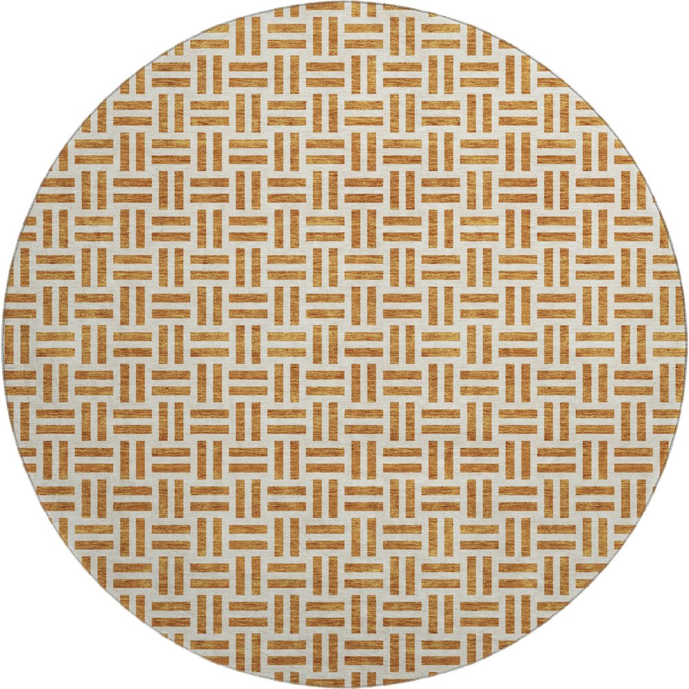 Premium Machine Washable Mayfield AMF978 Copper 8' x 8' Round Rug. Picture 1