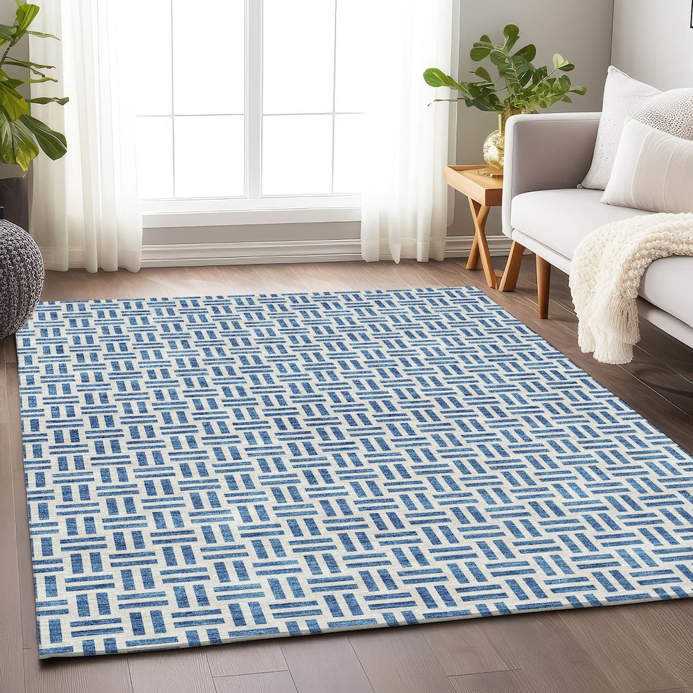 Premium Machine Washable Mayfield AMF978 Denim 2'6" x 3'10" Rug. Picture 5