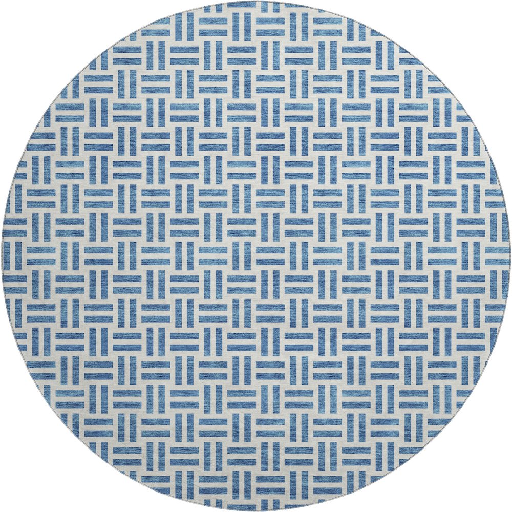 Premium Machine Washable Mayfield AMF978 Denim 8' x 8' Round Rug. Picture 1