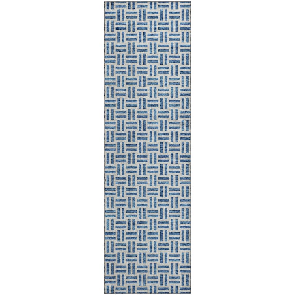 Premium Machine Washable Mayfield AMF978 Denim 2'3" x 7'6" Runner Rug. Picture 1