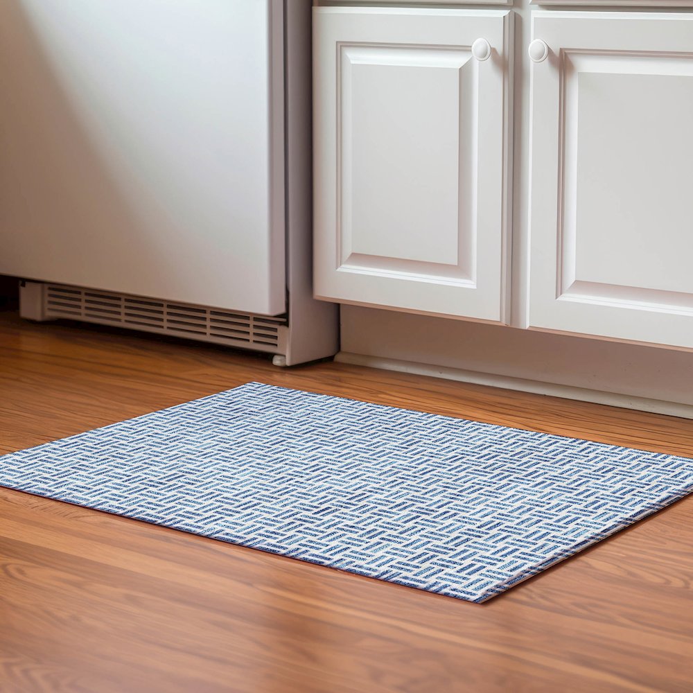 Premium Machine Washable Mayfield AMF978 Denim 1'8" x 2'6" Rug. Picture 5