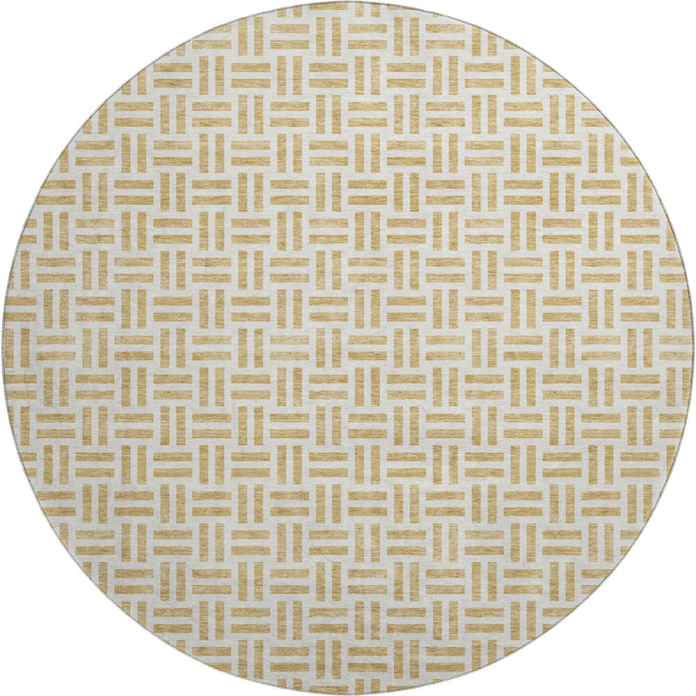 Premium Machine Washable Mayfield AMF978 Gold 8' x 8' Round Rug. Picture 1