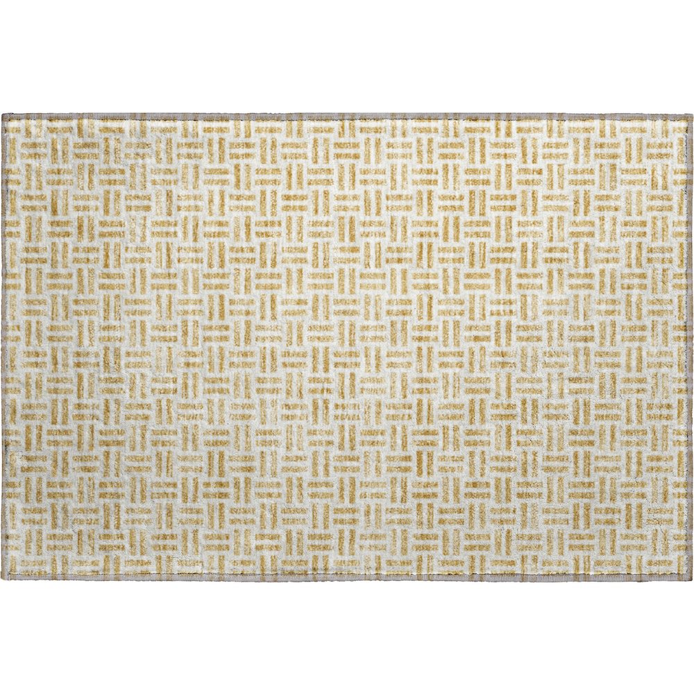 Premium Machine Washable Mayfield AMF978 Gold 1'8" x 2'6" Rug. Picture 1