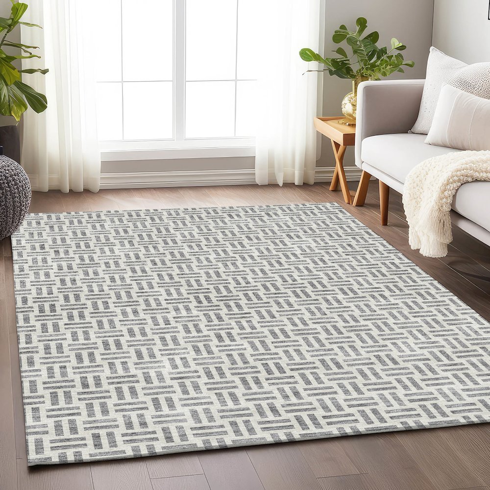 Premium Machine Washable Mayfield AMF978 Gray 2'6" x 3'10" Rug. Picture 5