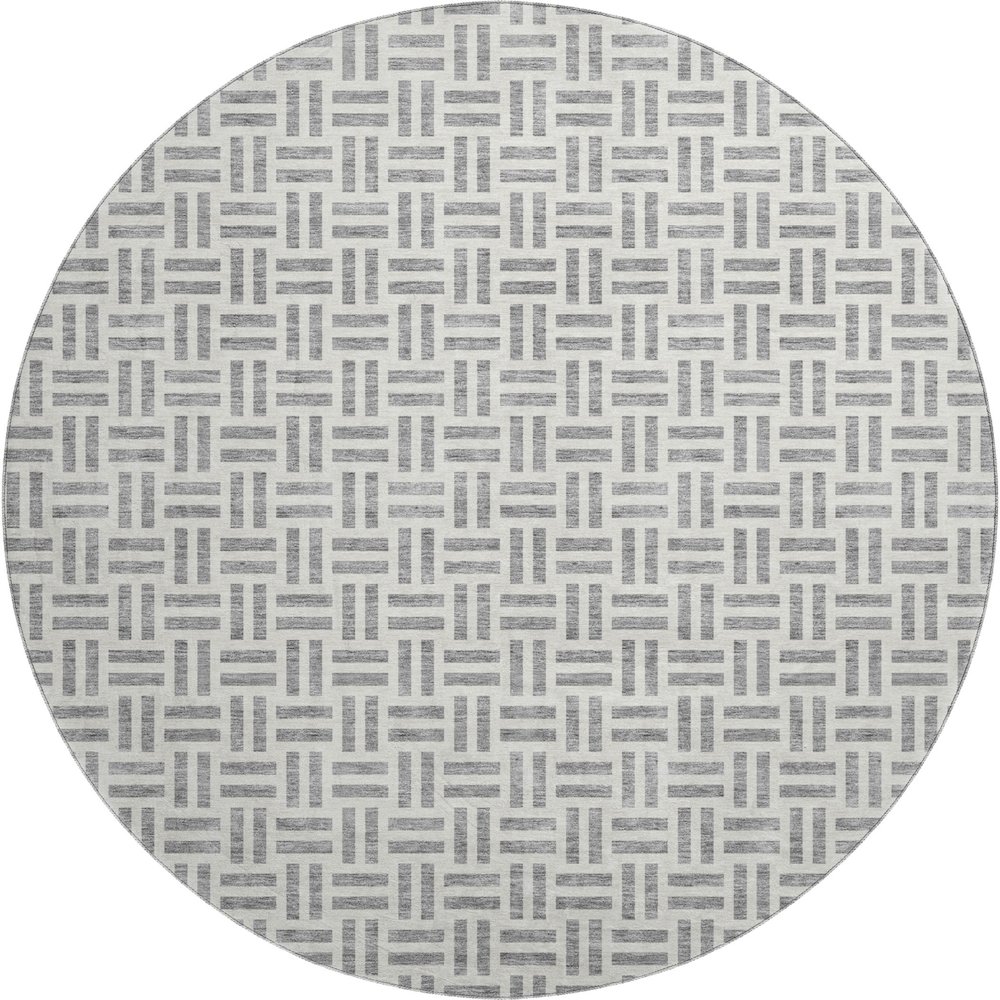 Premium Machine Washable Mayfield AMF978 Gray 8' x 8' Round Rug. Picture 1