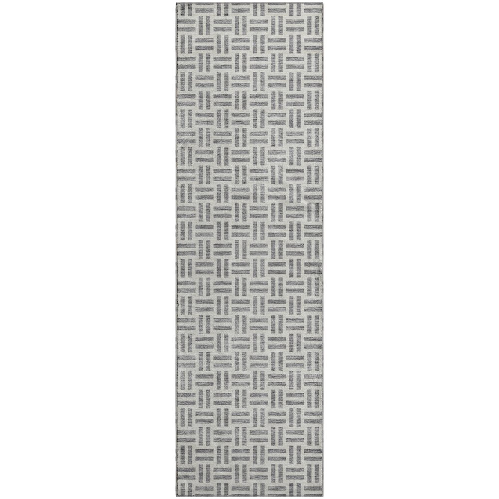 Premium Machine Washable Mayfield AMF978 Gray 2'3" x 7'6" Runner Rug. Picture 1