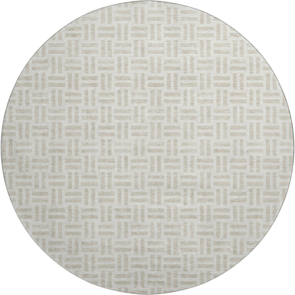 Premium Machine Washable Mayfield AMF978 Ivory 8' x 8' Round Rug. Picture 1