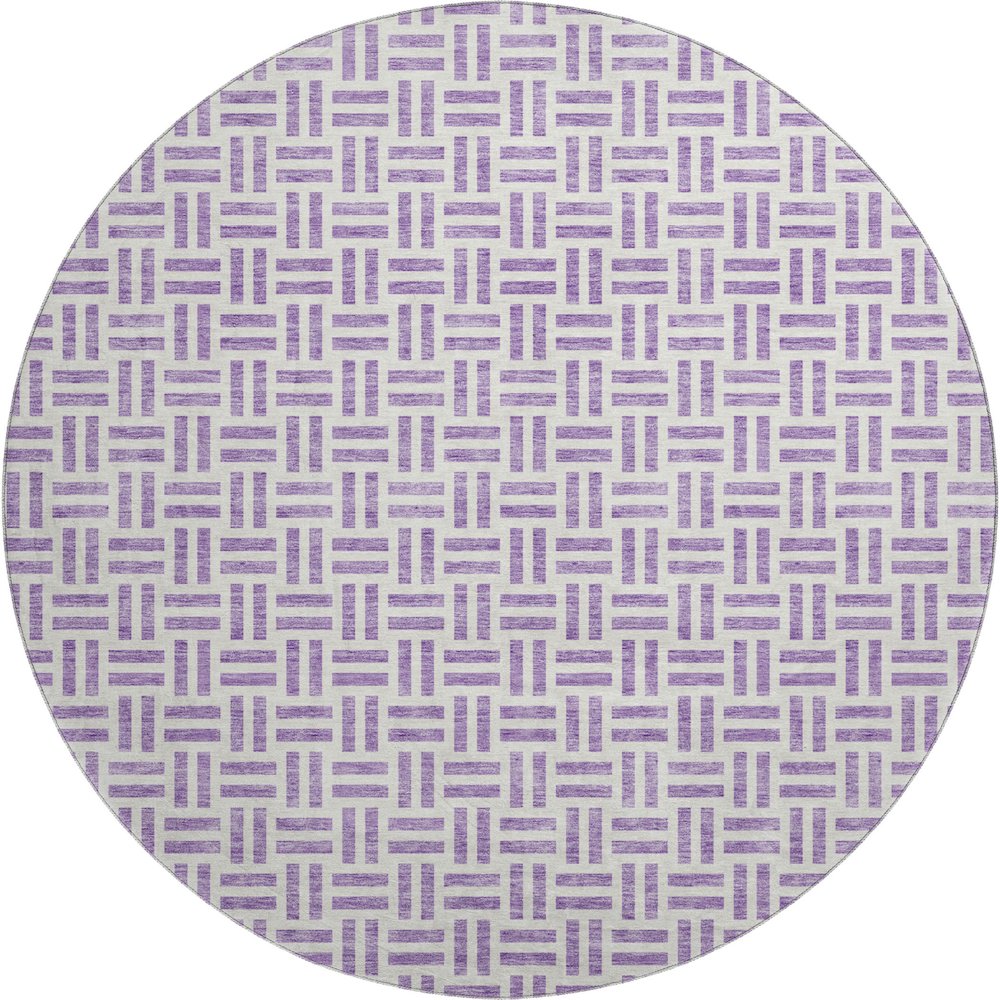 Premium Machine Washable Mayfield AMF978 Lavender 8' x 8' Round Rug. Picture 1