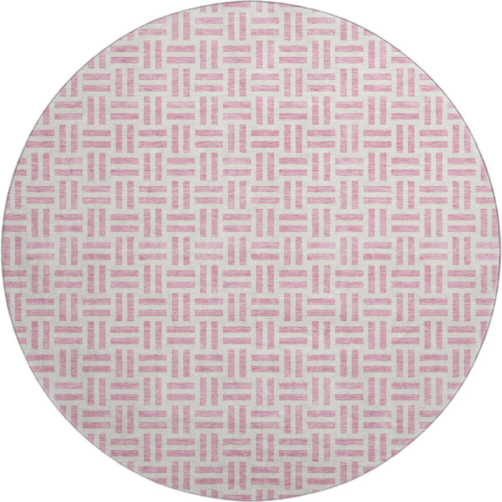 Premium Machine Washable Mayfield AMF978 Pink 8' x 8' Round Rug. Picture 1