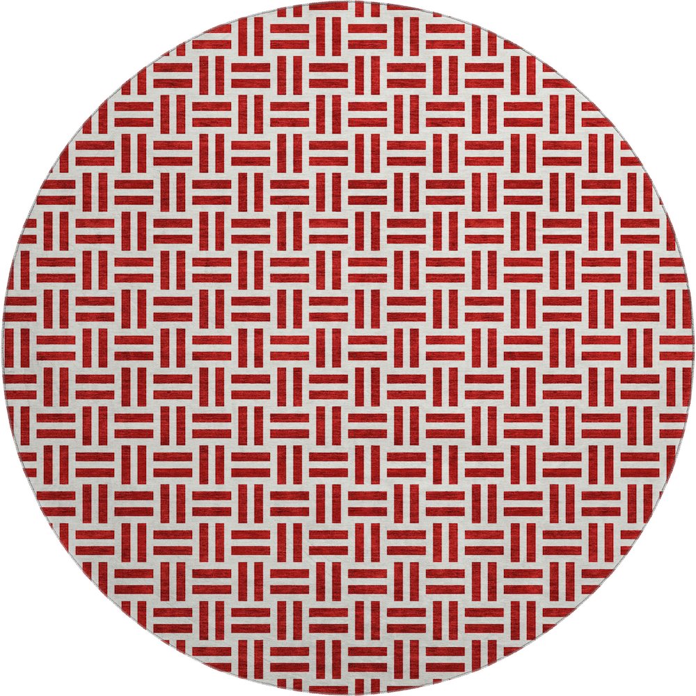 Premium Machine Washable Mayfield AMF978 Red 8' x 8' Round Rug. Picture 1