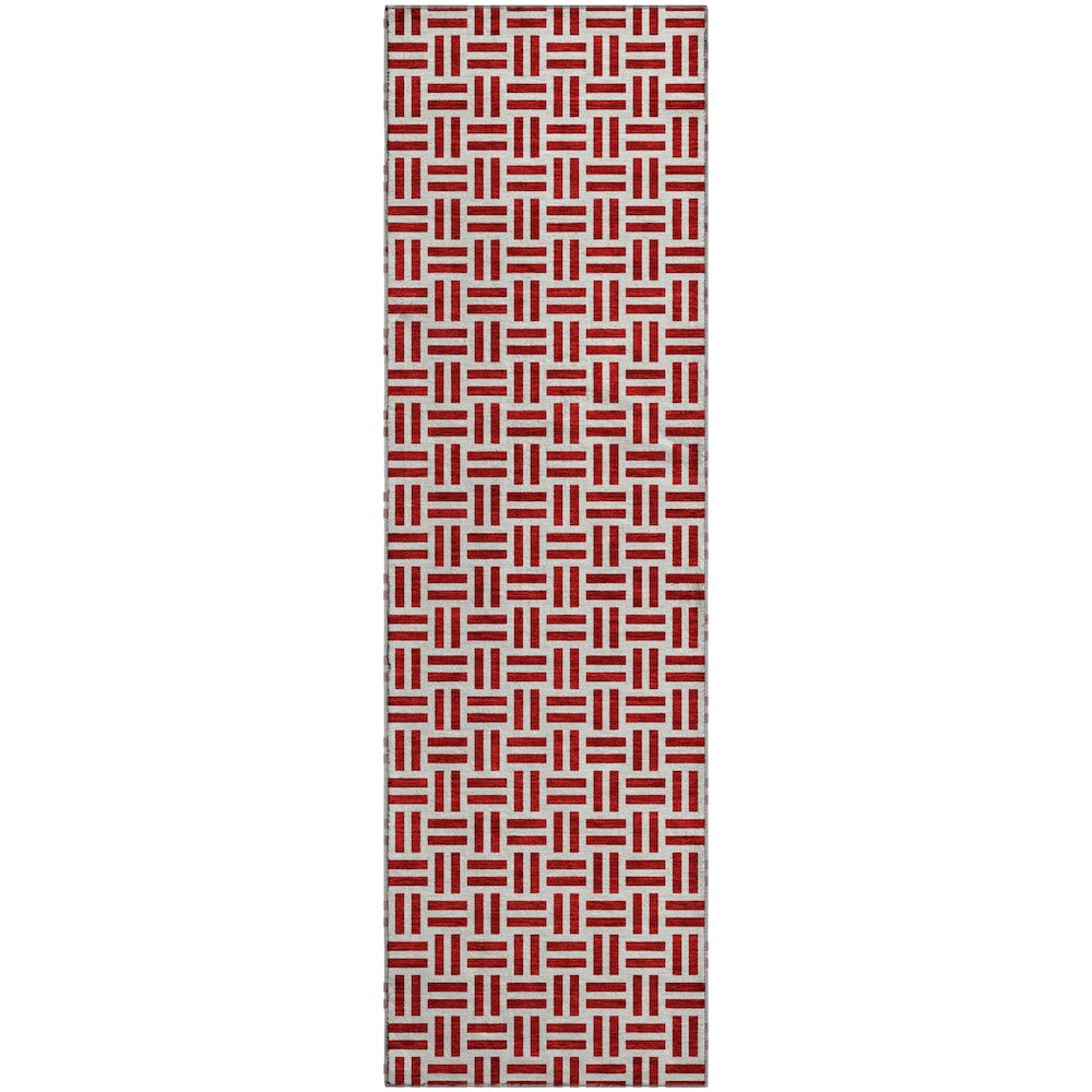 Premium Machine Washable Mayfield AMF978 Red 2'3" x 7'6" Runner Rug. Picture 1