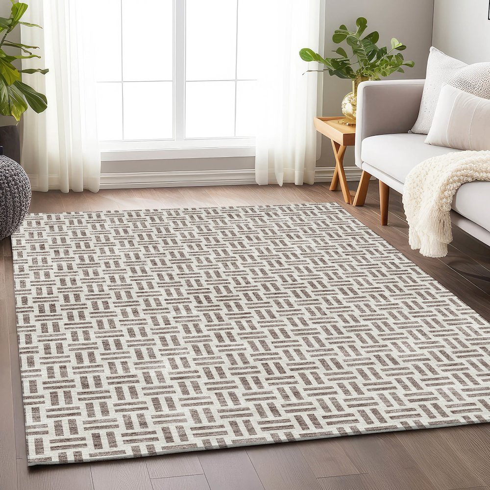 Premium Machine Washable Mayfield AMF978 Taupe 2'6" x 3'10" Rug. Picture 5