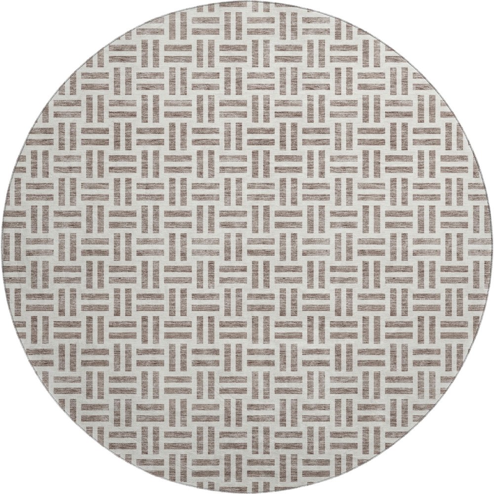 Premium Machine Washable Mayfield AMF978 Taupe 8' x 8' Round Rug. Picture 1