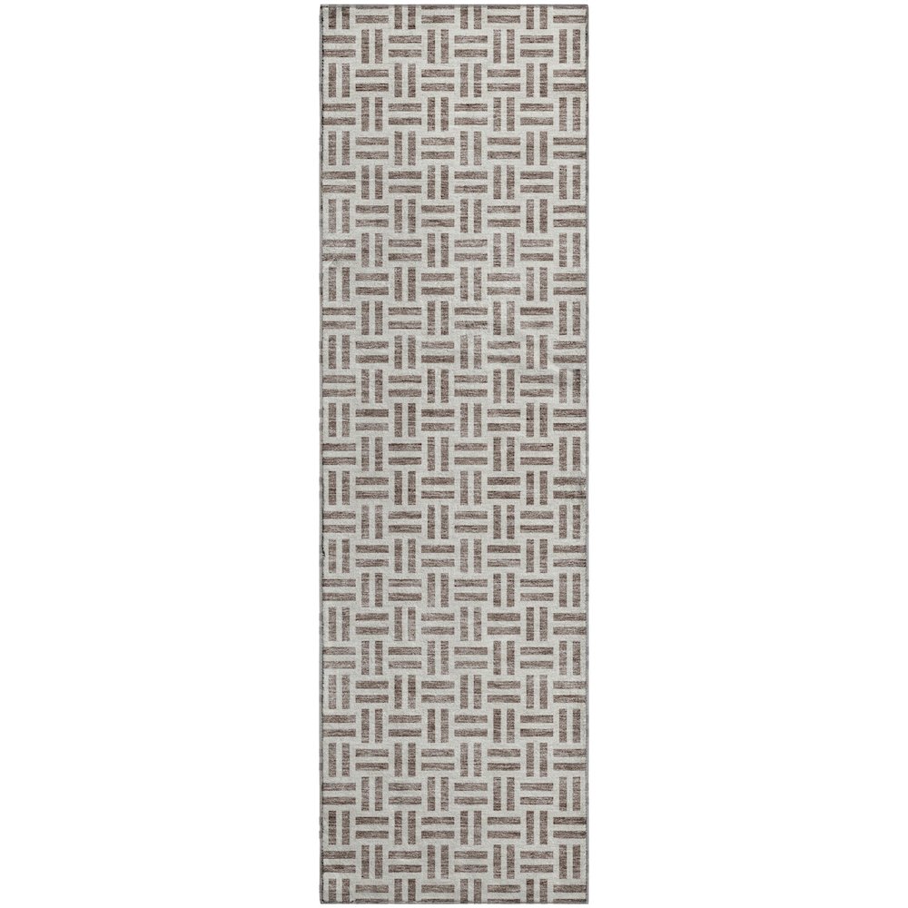 Premium Machine Washable Mayfield AMF978 Taupe 2'3" x 7'6" Runner Rug. Picture 1