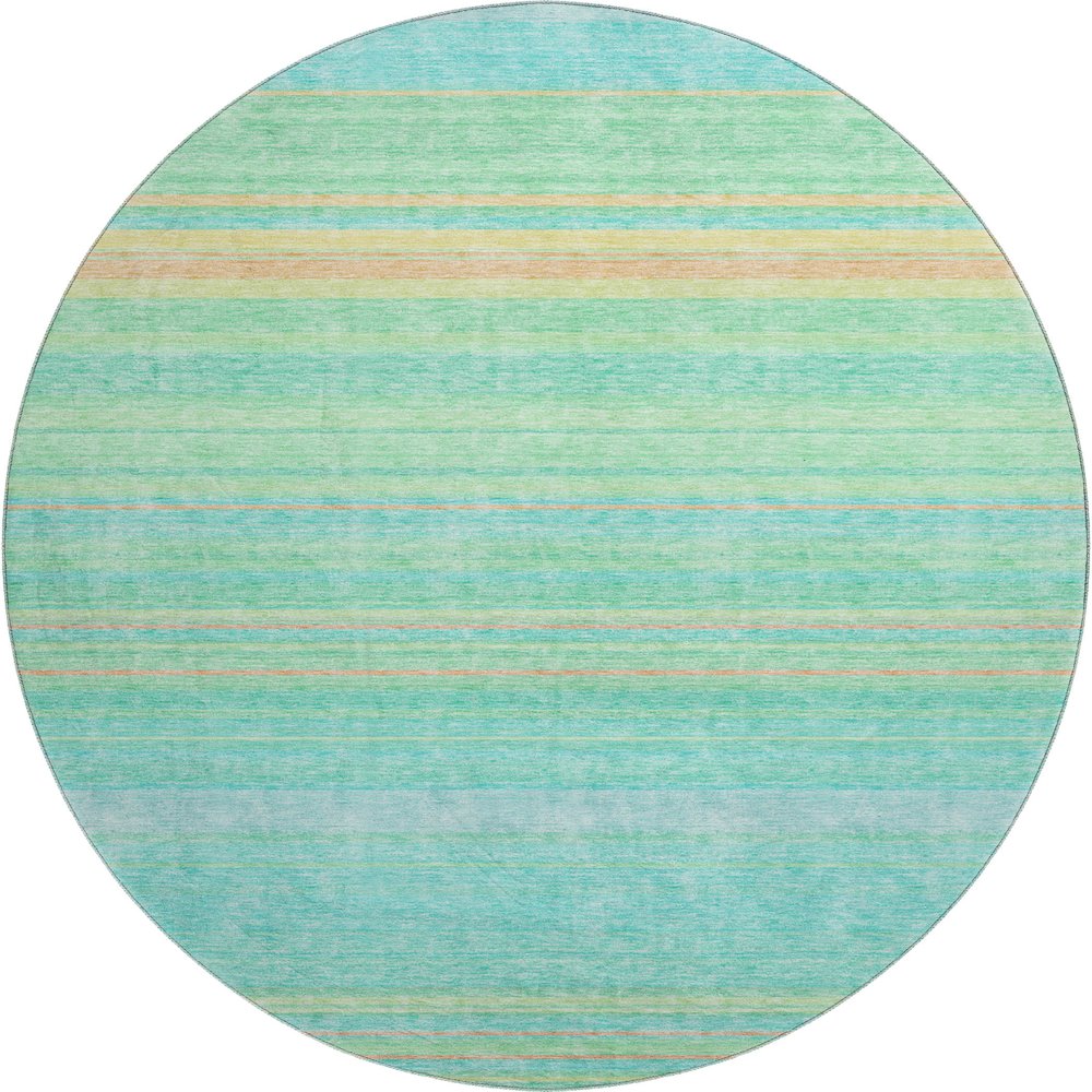 Premium Machine Washable Mayfield AMF979 Aqua 8' x 8' Round Rug. Picture 1