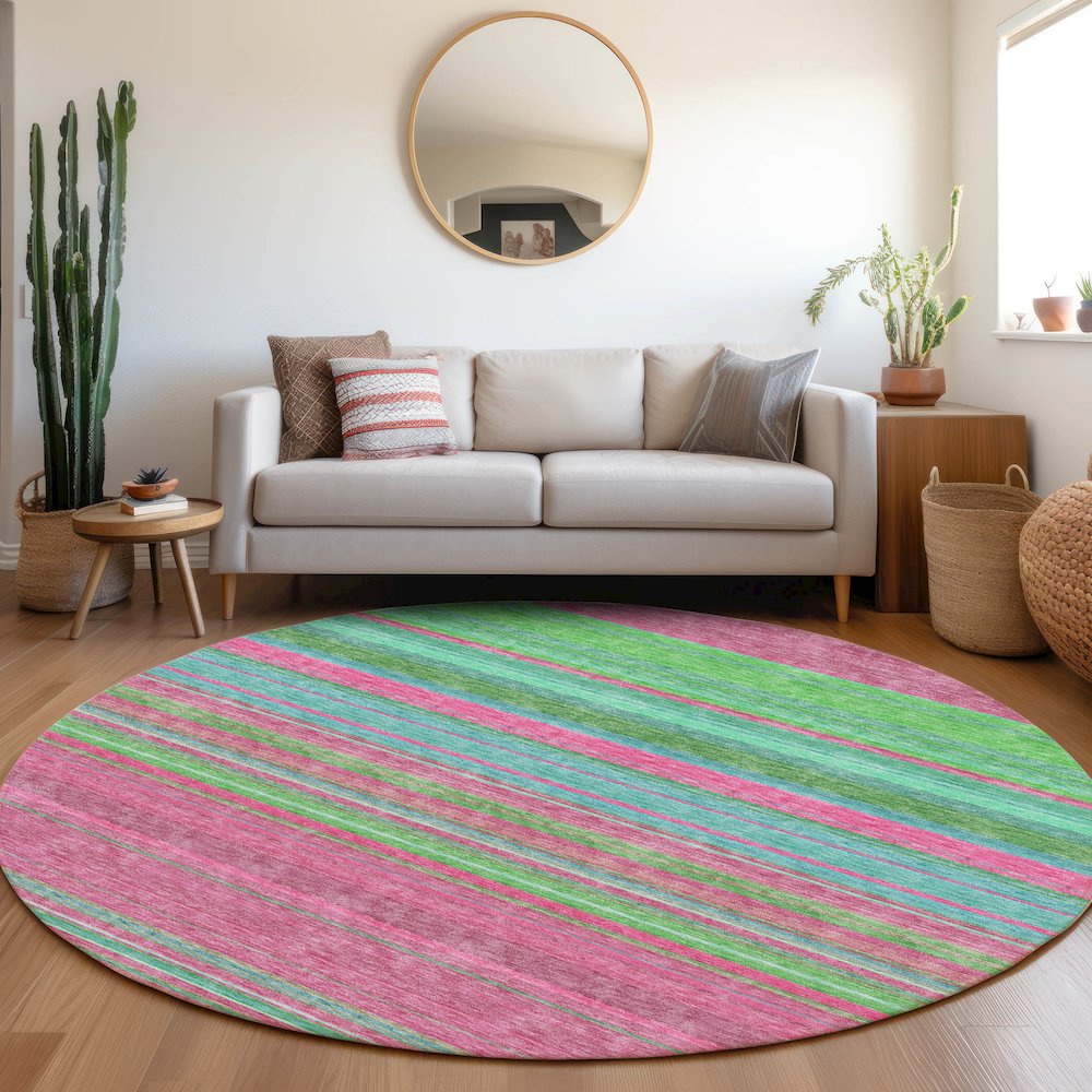 Premium Machine Washable Mayfield AMF979 Blush 8' x 8' Round Rug. Picture 5