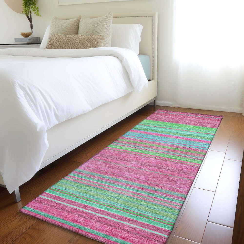Premium Machine Washable Mayfield AMF979 Blush 2'3" x 7'6" Runner Rug. Picture 5