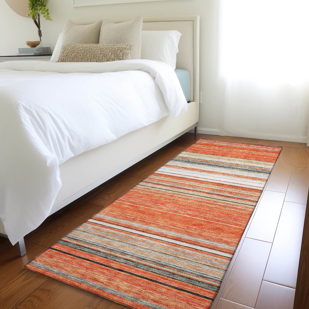 Premium Machine Washable Mayfield AMF979 Coral 2'3" x 7'6" Runner Rug. Picture 5