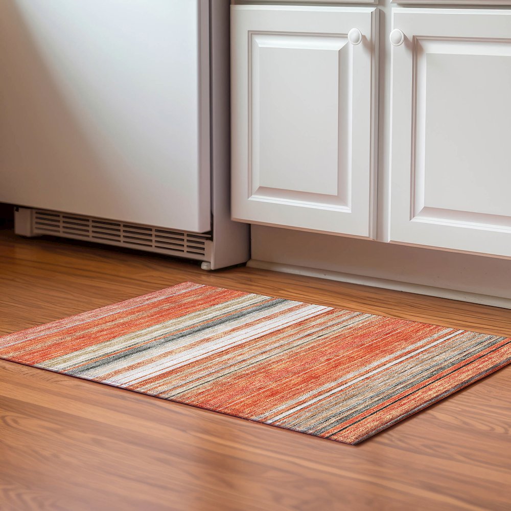 Premium Machine Washable Mayfield AMF979 Coral 1'8" x 2'6" Rug. Picture 5