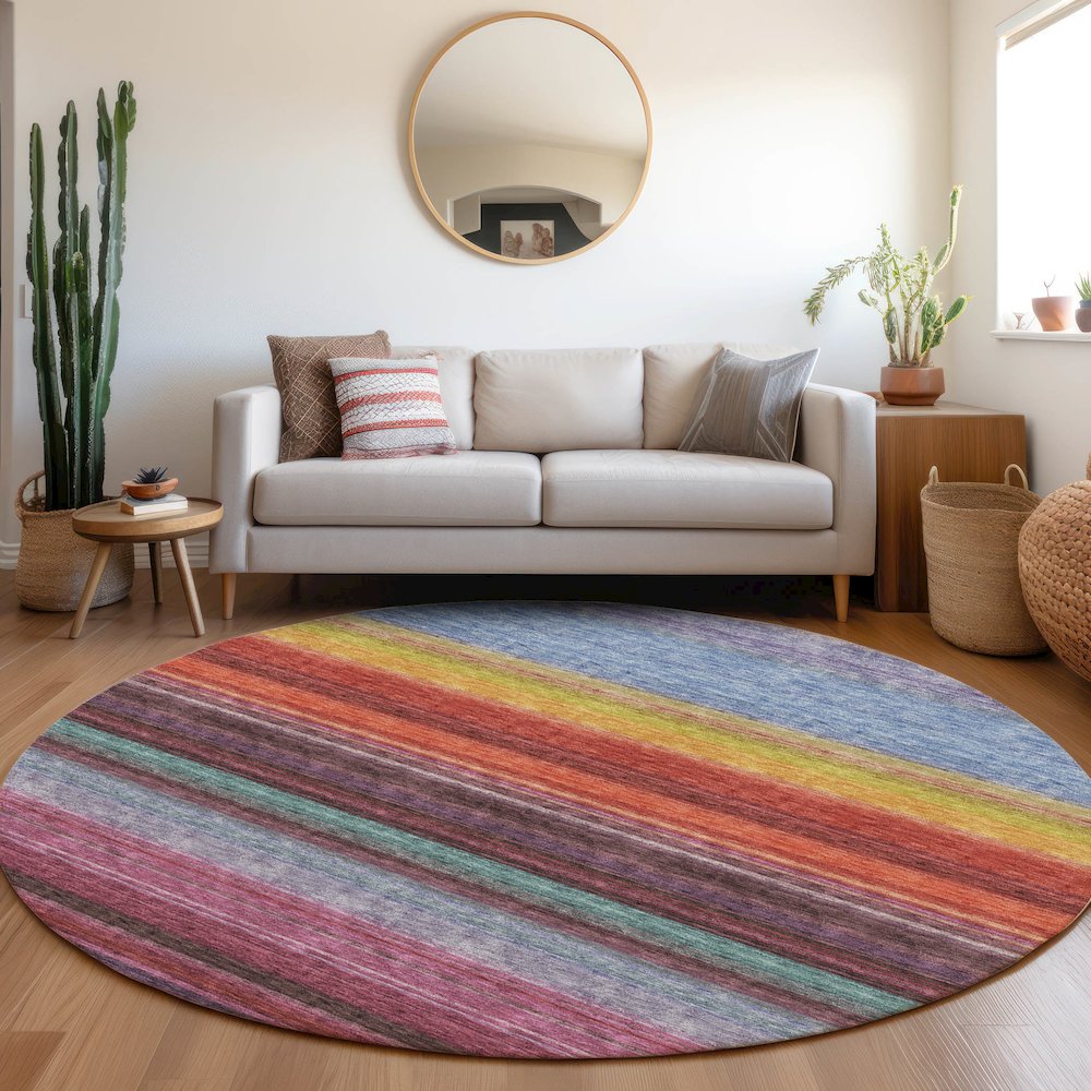 Premium Machine Washable Mayfield AMF979 Lavender 8' x 8' Round Rug. Picture 5