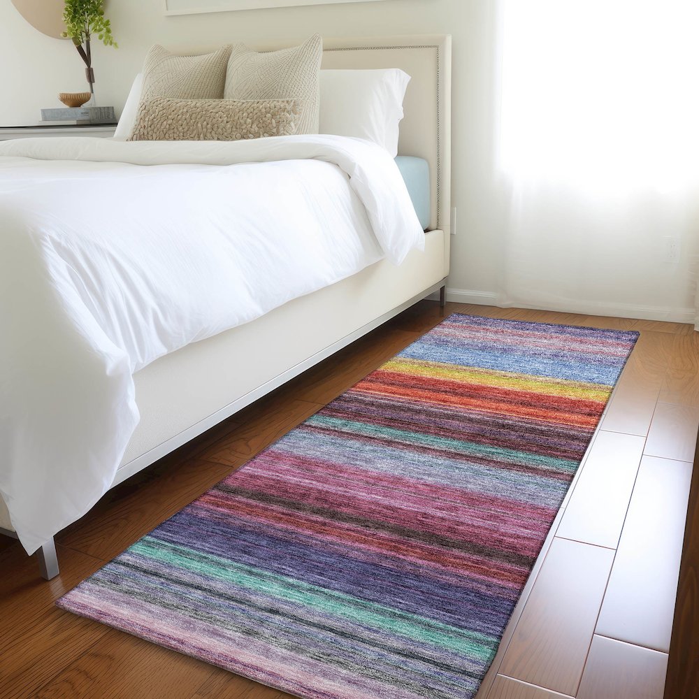 Premium Machine Washable Mayfield AMF979 Lavender 2'3" x 7'6" Runner Rug. Picture 5