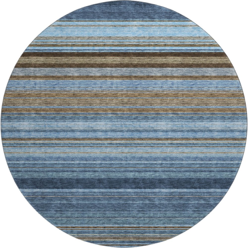 Premium Machine Washable Mayfield AMF979 Navy 8' x 8' Round Rug. Picture 1