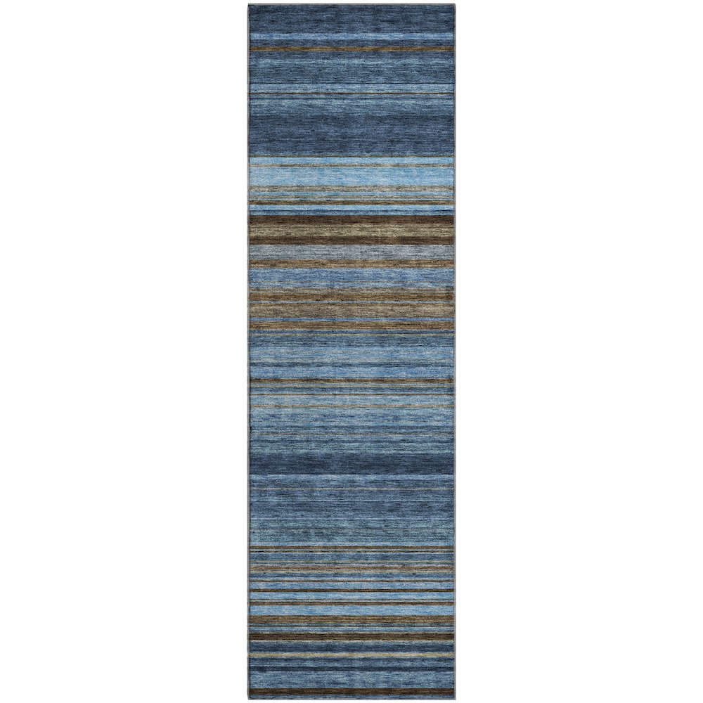 Premium Machine Washable Mayfield AMF979 Navy 2'3" x 7'6" Runner Rug. Picture 1