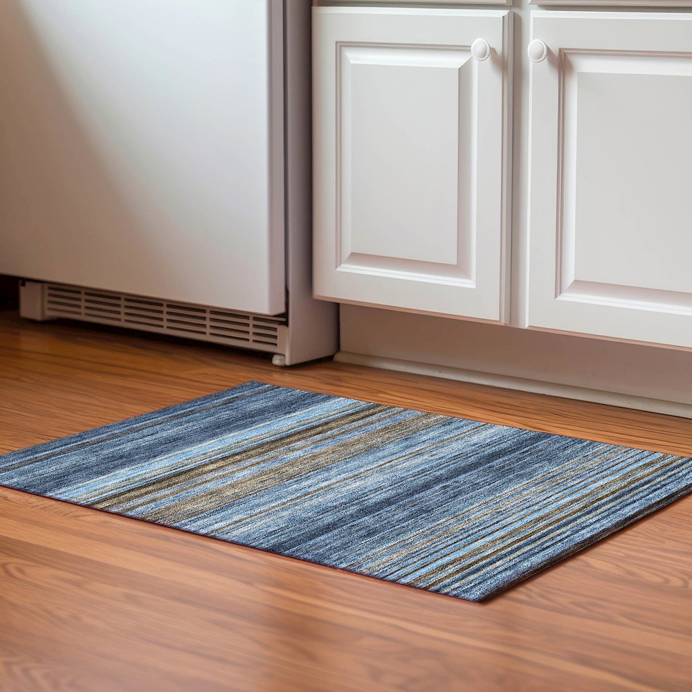 Premium Machine Washable Mayfield AMF979 Navy 1'8" x 2'6" Rug. Picture 5