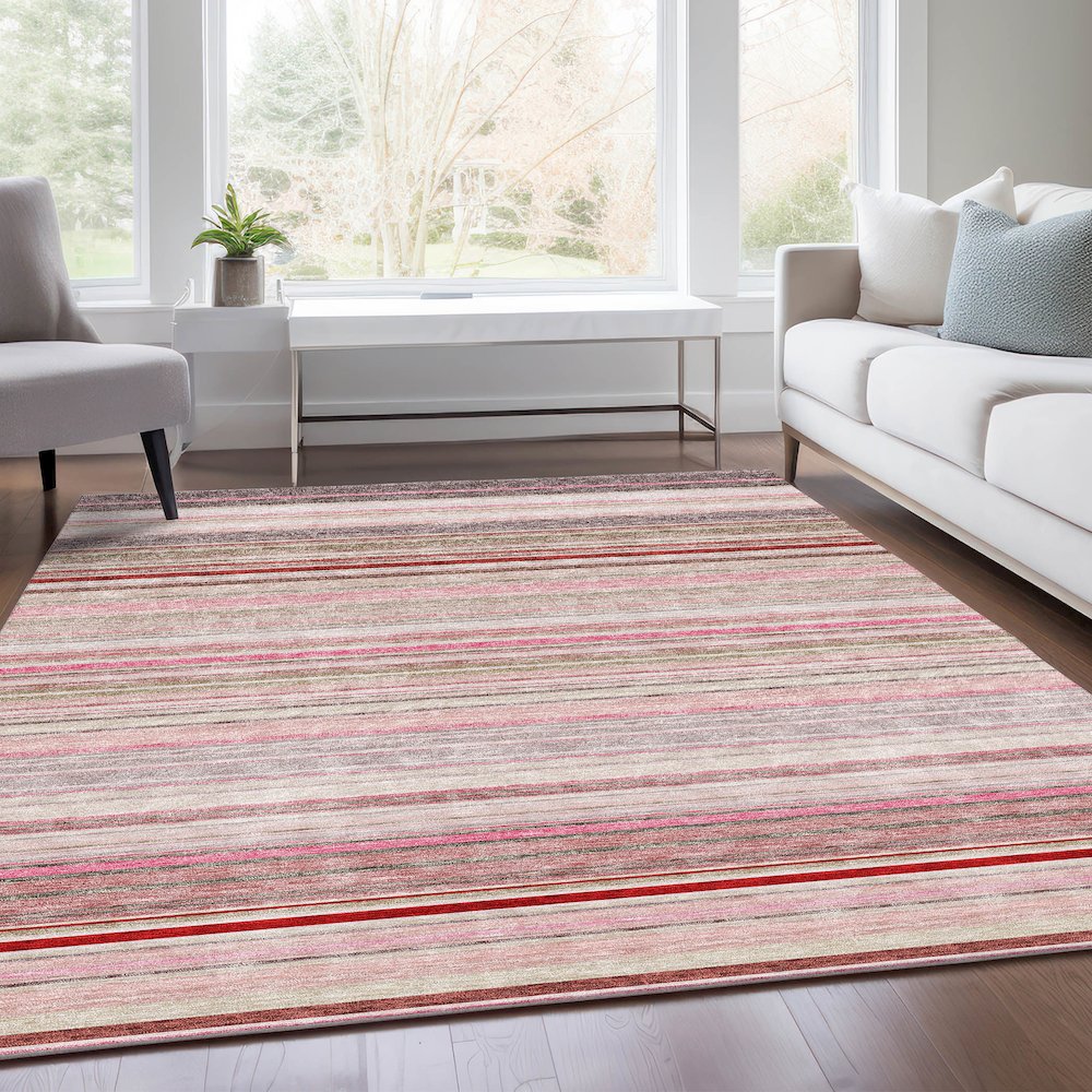 Premium Machine Washable Mayfield AMF979 Pink 2'6" x 3'10" Rug. Picture 6
