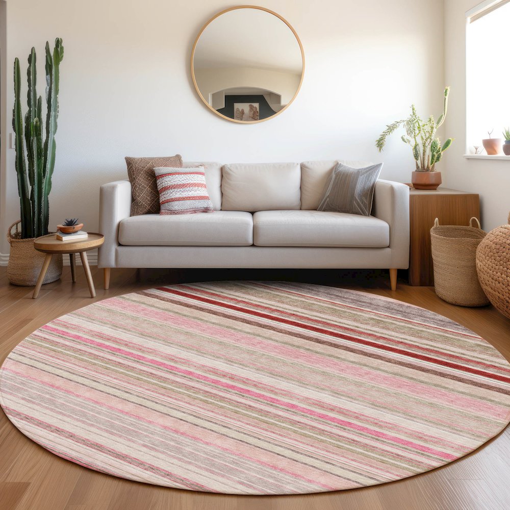 Premium Machine Washable Mayfield AMF979 Pink 8' x 8' Round Rug. Picture 5