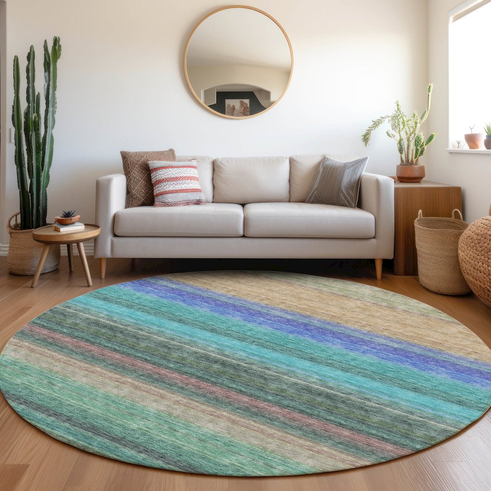 Premium Machine Washable Mayfield AMF979 Sage 8' x 8' Round Rug. Picture 5
