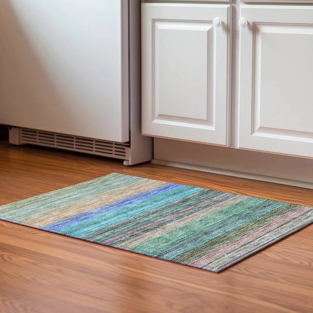 Premium Machine Washable Mayfield AMF979 Sage 1'8" x 2'6" Rug. Picture 5