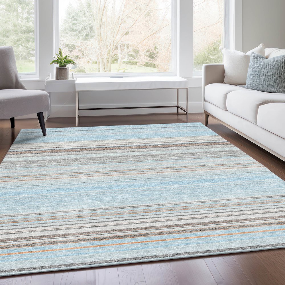 Premium Machine Washable Mayfield AMF979 Sky 2'6" x 3'10" Rug. Picture 6
