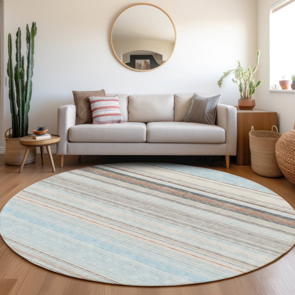 Premium Machine Washable Mayfield AMF979 Sky 8' x 8' Round Rug. Picture 5