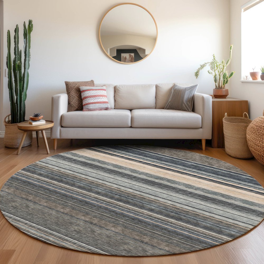 Premium Machine Washable Mayfield AMF979 Taupe 8' x 8' Round Rug. Picture 5