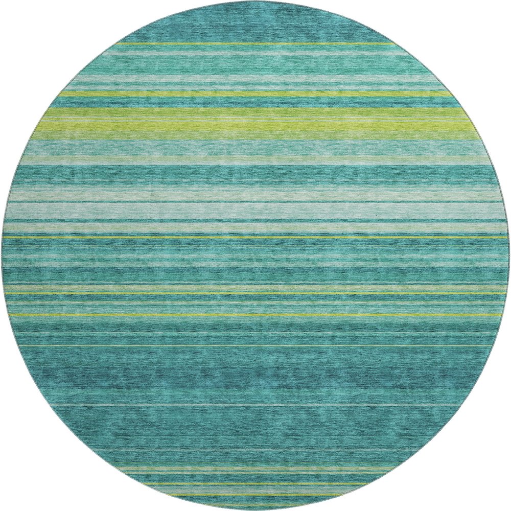 Premium Machine Washable Mayfield AMF979 Teal 8' x 8' Round Rug. Picture 1