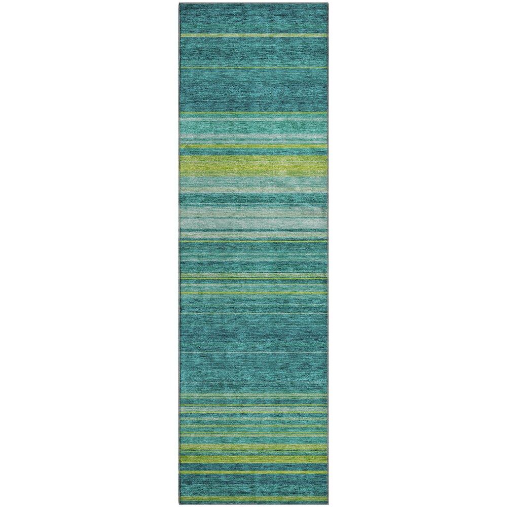 Premium Machine Washable Mayfield AMF979 Teal 2'3" x 7'6" Runner Rug. Picture 1