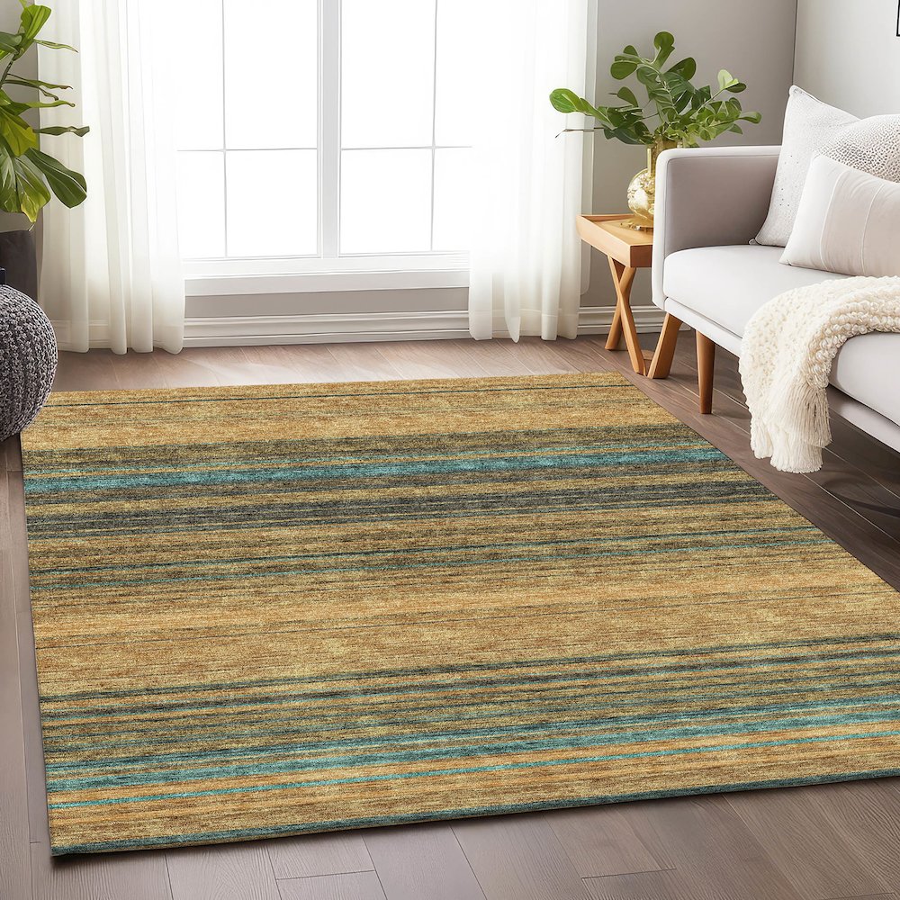 Premium Machine Washable Mayfield AMF979 Wheat 2'6" x 3'10" Rug. Picture 5