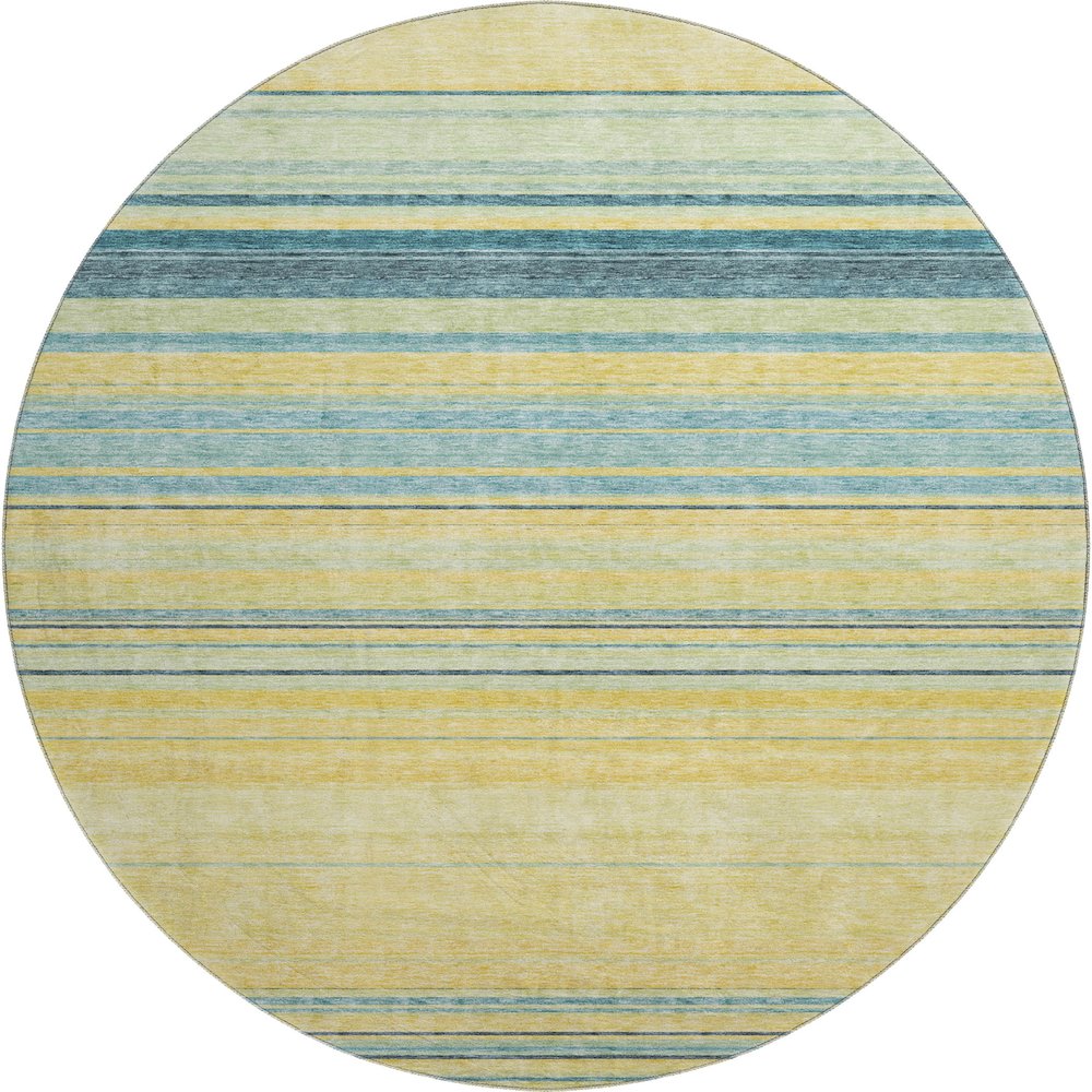 Premium Machine Washable Mayfield AMF979 Yellow 8' x 8' Round Rug. Picture 1