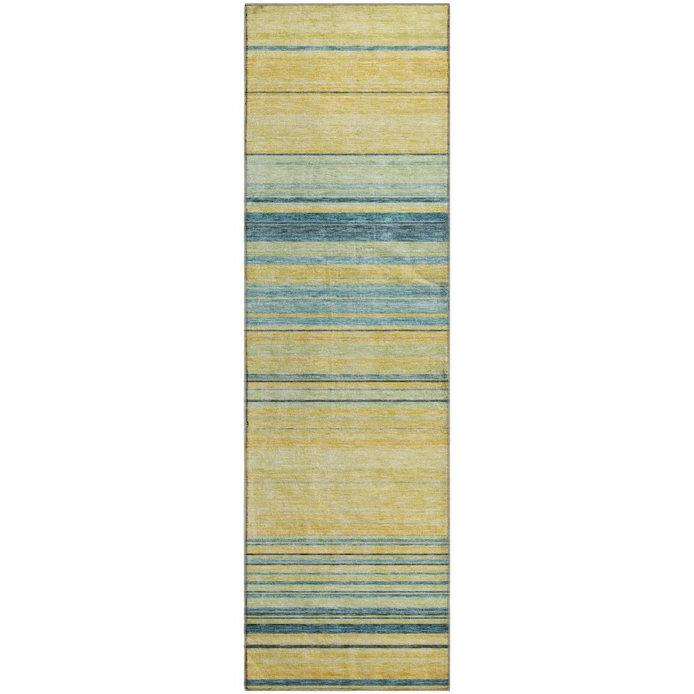 Premium Machine Washable Mayfield AMF979 Yellow 2'3" x 7'6" Runner Rug. Picture 1