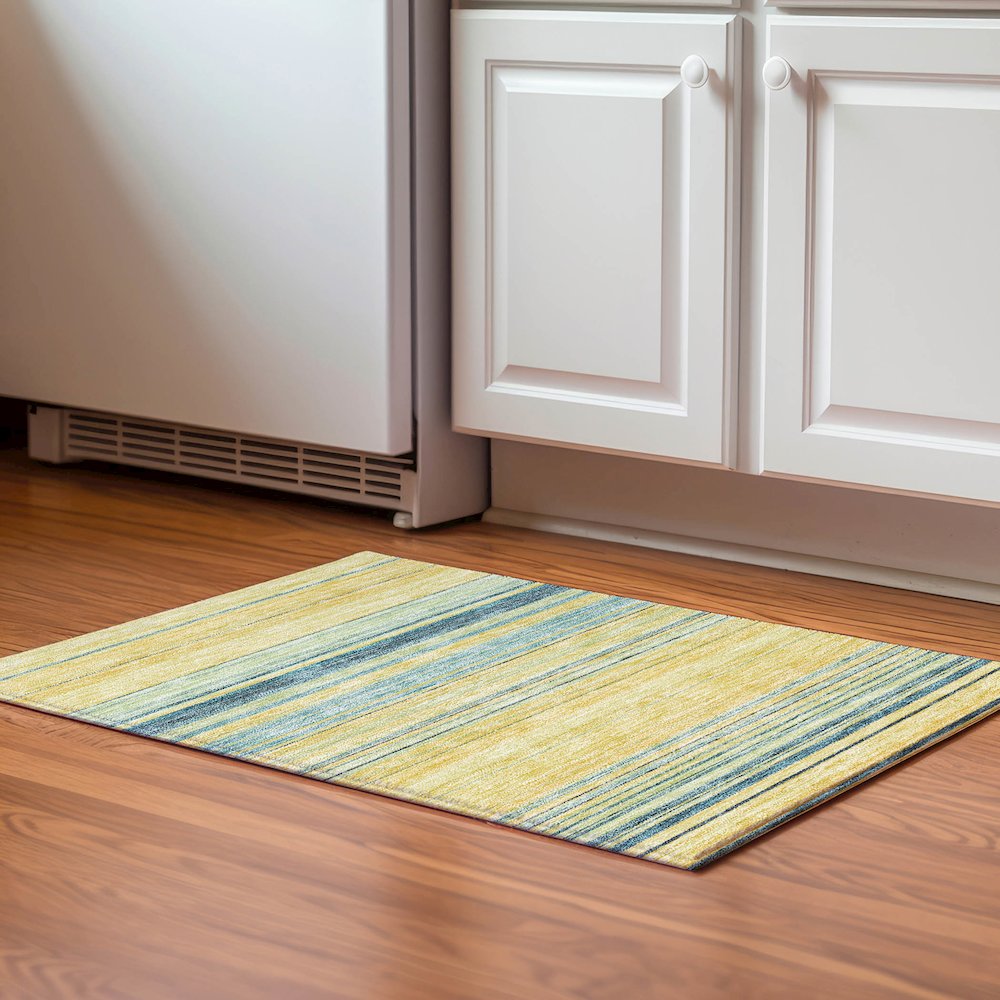 Premium Machine Washable Mayfield AMF979 Yellow 1'8" x 2'6" Rug. Picture 5
