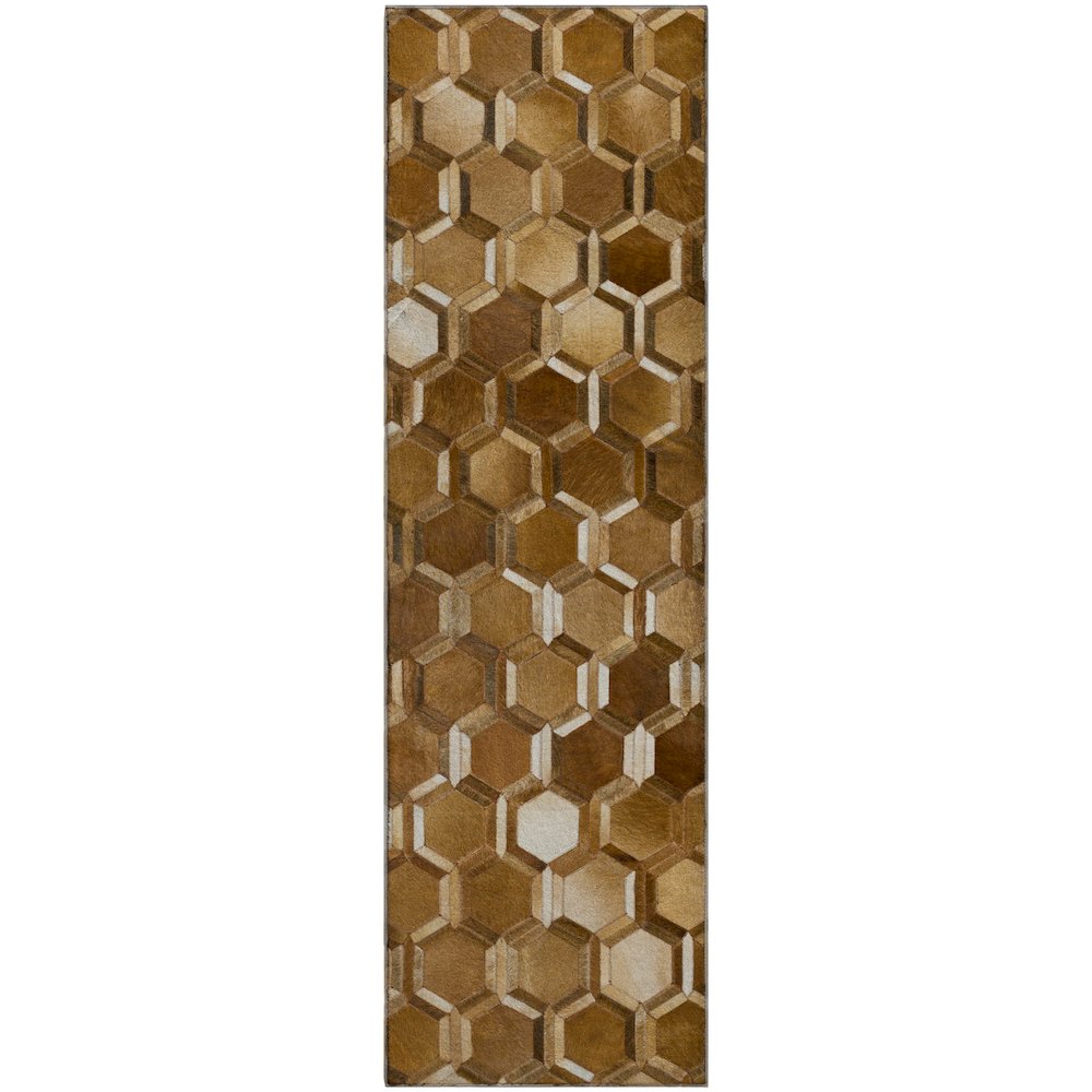 Premium Machine Washable Mayfield  Brown 2'3" x 7'6" Runner Rug. Picture 1