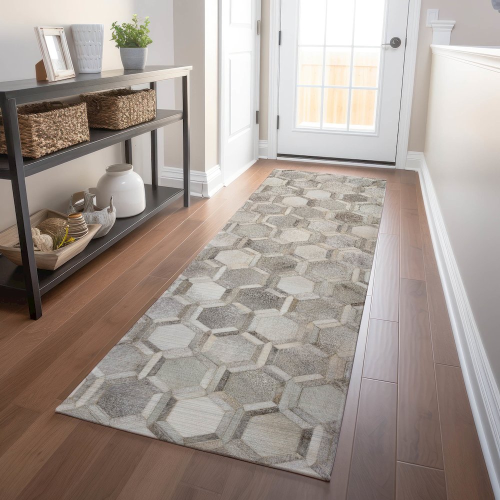 Premium Machine Washable Mayfield  Gray 2'3" x 7'6" Runner Rug. Picture 5