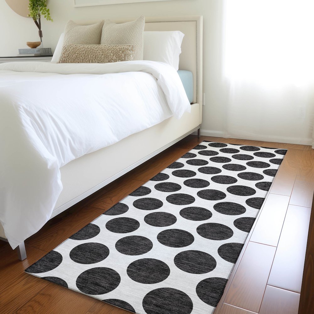 Premium Machine Washable Mayfield AMF980 Black 2'3" x 7'6" Runner Rug. Picture 5