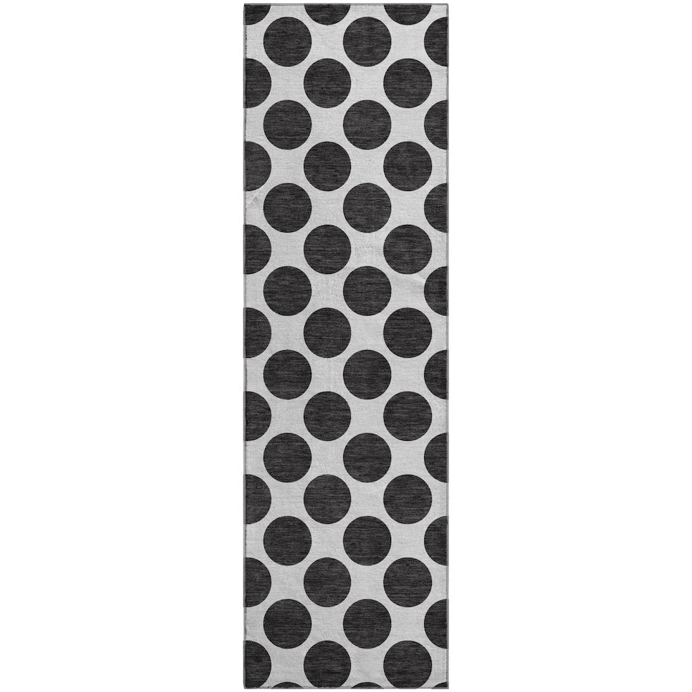 Premium Machine Washable Mayfield AMF980 Black 2'3" x 7'6" Runner Rug. Picture 1